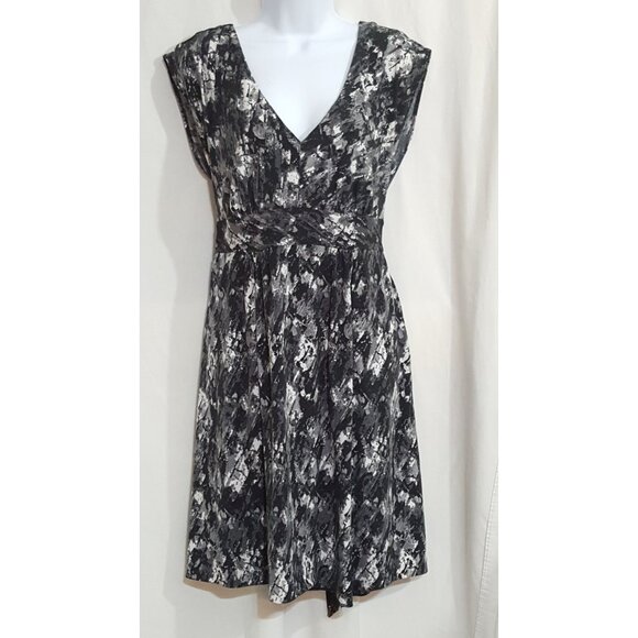 Vintage 90s Y2K Sleeveless Dress L Black Stretch Knit V Neck Babydoll Goth - Picture 3 of 7